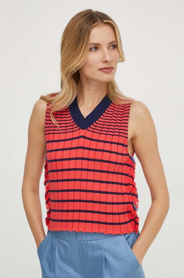 United Colors of Benetton Pamučni prsluk United Colors of Benetton boja: crvena, lagani