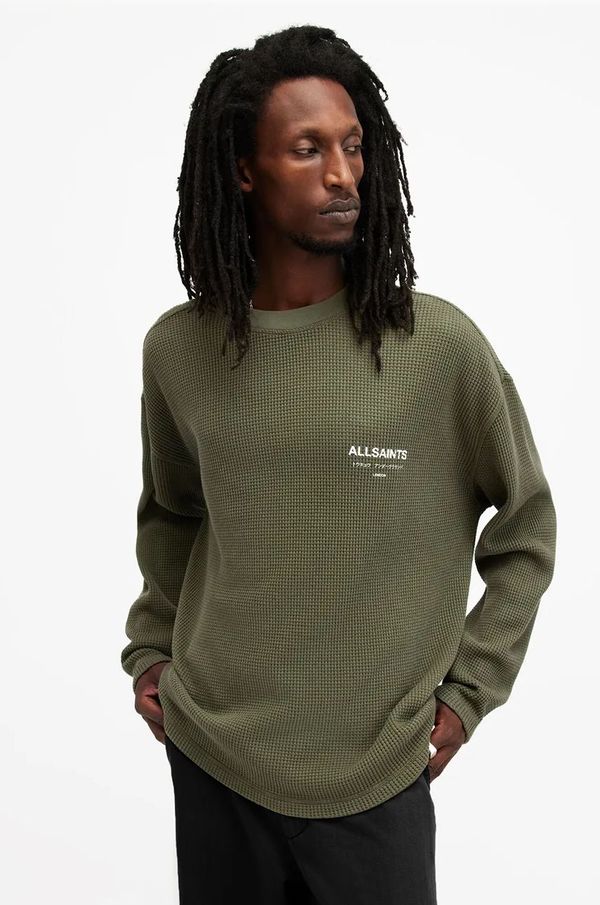 AllSaints Pamučni pulover AllSaints CRYPT boja: zelena, M067PB