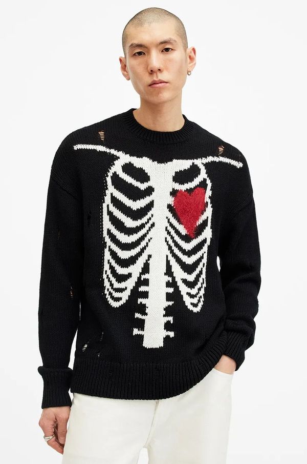 AllSaints Pamučni pulover AllSaints HEARTCAGE boja: crna, M027KB