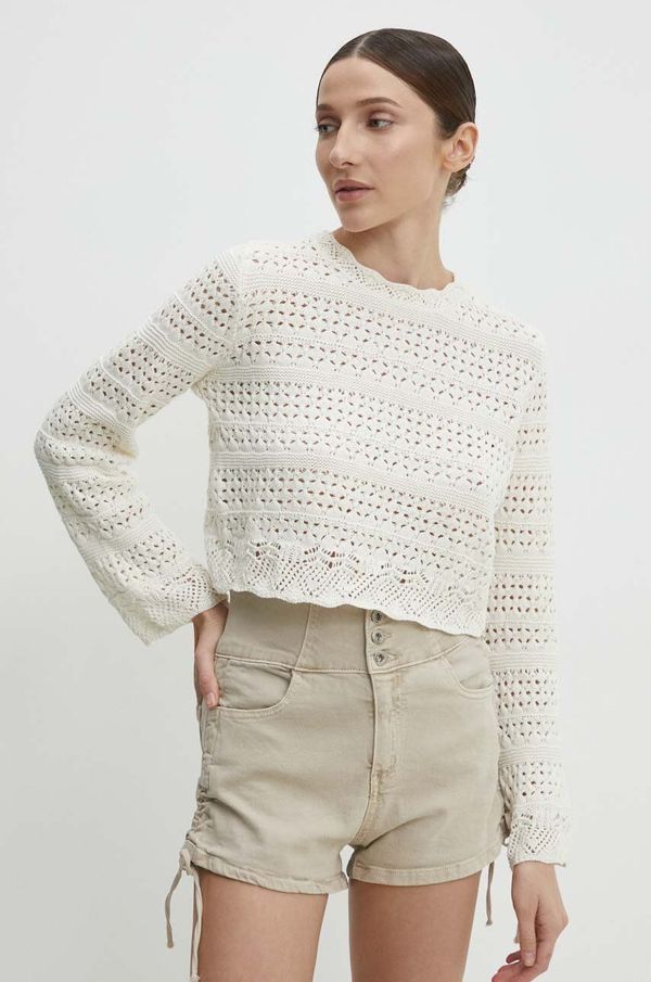 Answear Lab Pamučni pulover Answear Lab boja: bež, lagani