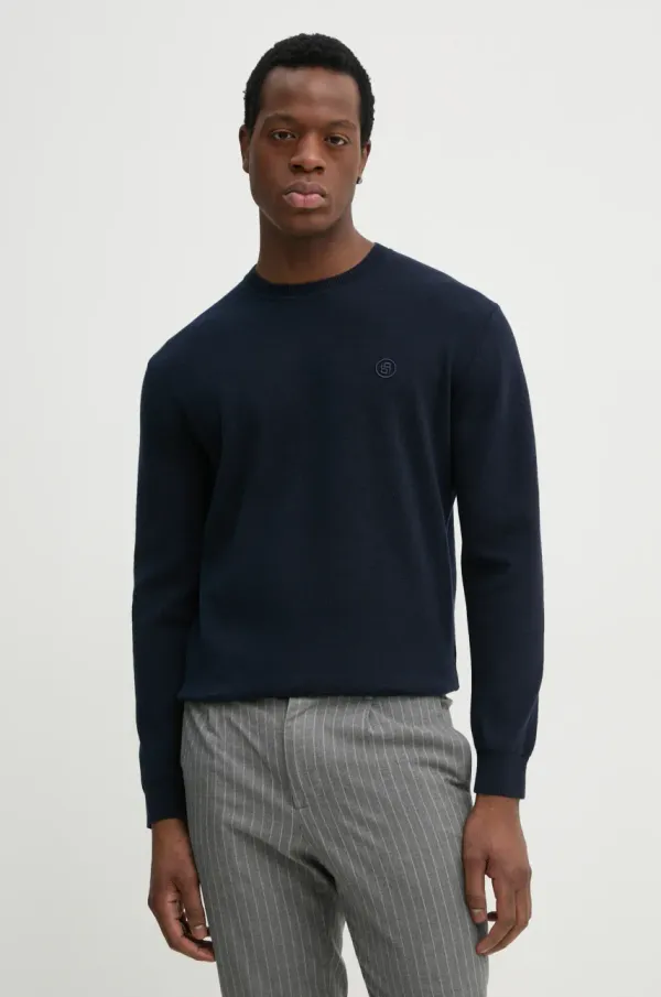 BOSS Pamučni pulover BOSS za muškarce, boja: tamno plava, lagani, 50531574