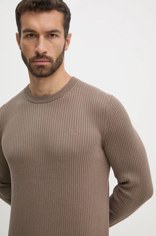 Calvin Klein Jeans Pamučni pulover Calvin Klein Jeans boja: smeđa, J30J326265
