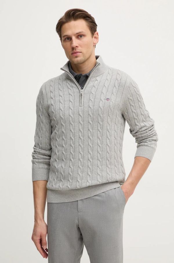 Gant Pamučni pulover Gant boja: siva, lagani, s poludolčevitom, 8050603