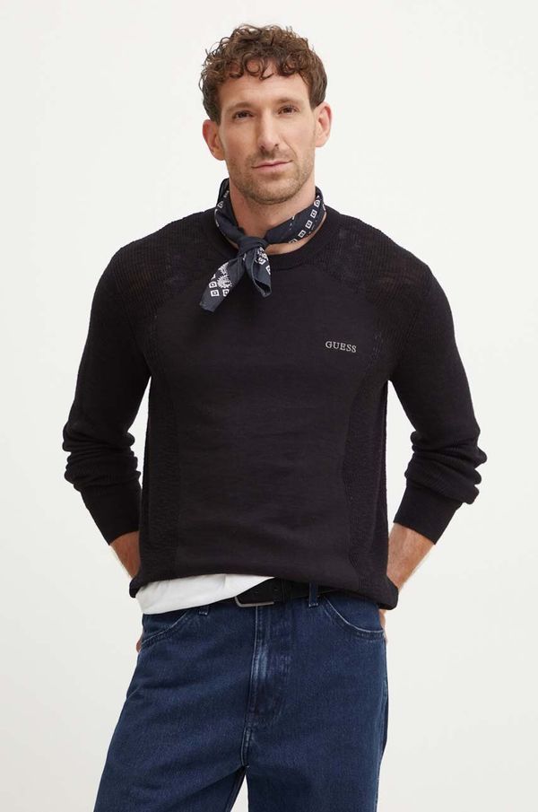 Guess Pamučni pulover Guess DENYS boja: crna, lagani, M4YR15 Z3FD1