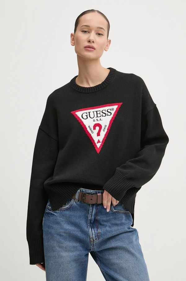 Guess Jeans Pamučni pulover Guess Jeans boja: crna, lagani, W4BR12 Z3HM1