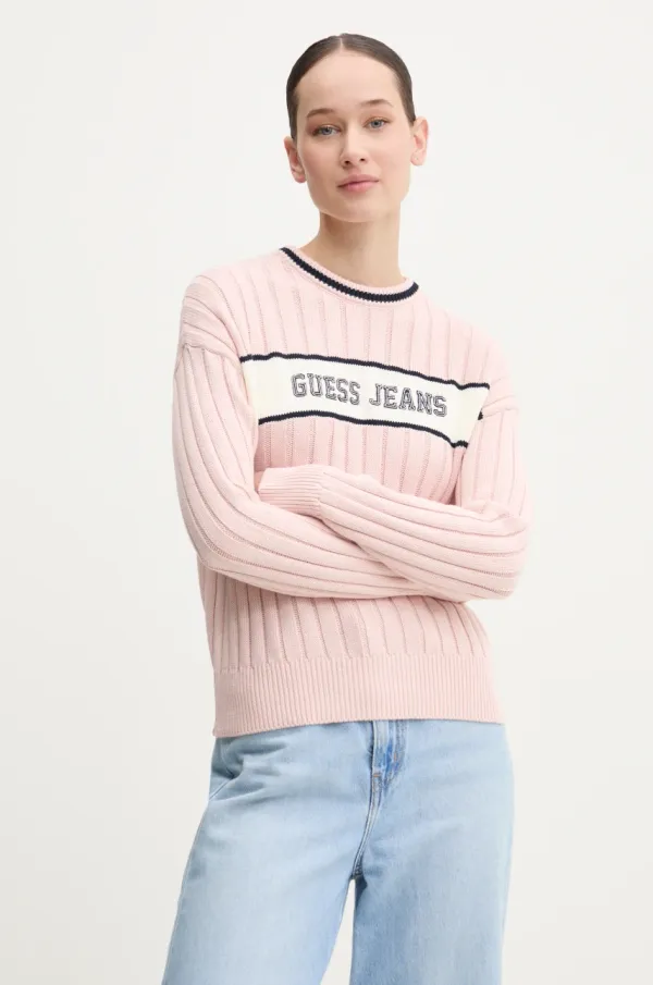 Guess Jeans Pamučni pulover Guess Jeans boja: ružičasta, W5RR46 Z3HM1
