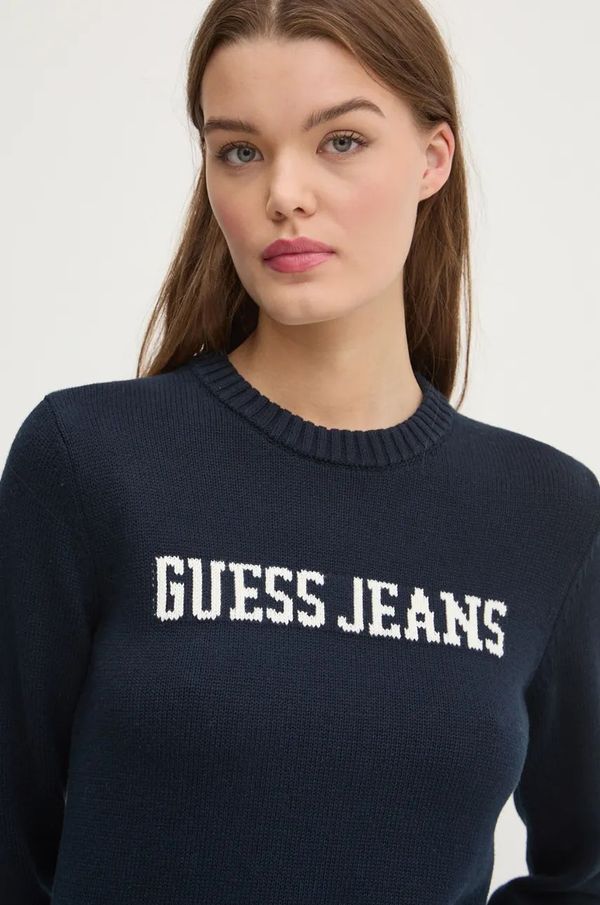 Guess Jeans Pamučni pulover Guess Jeans boja: tamno plava, W4BR10 Z3HM1
