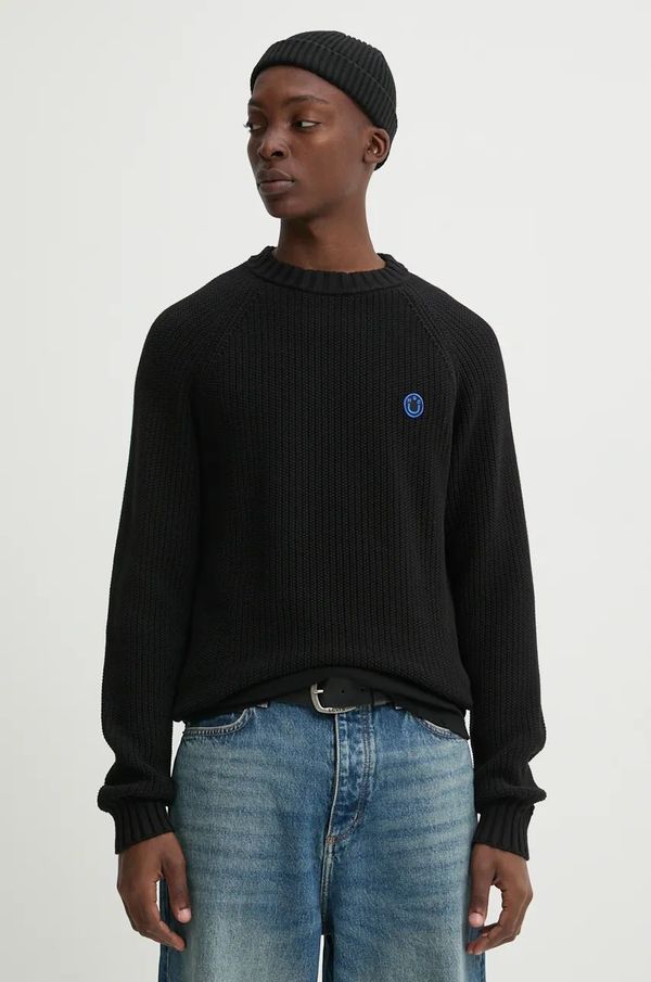 Hugo Blue Pamučni pulover Hugo Blue boja: crna, lagani, 50518744