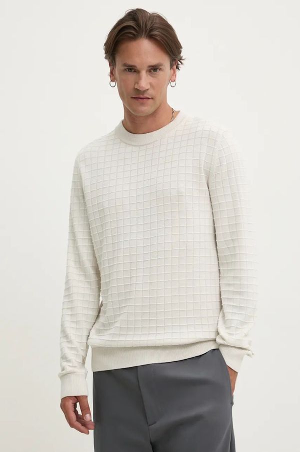 Hugo Pamučni pulover HUGO boja: bež, lagani, 50524546