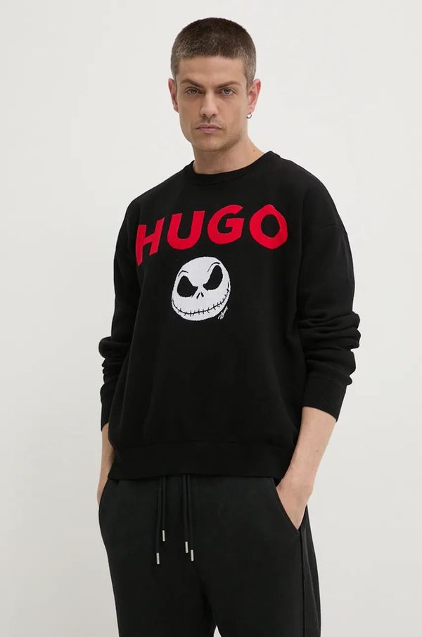 Hugo Pamučni pulover HUGO boja: crna, 50528298
