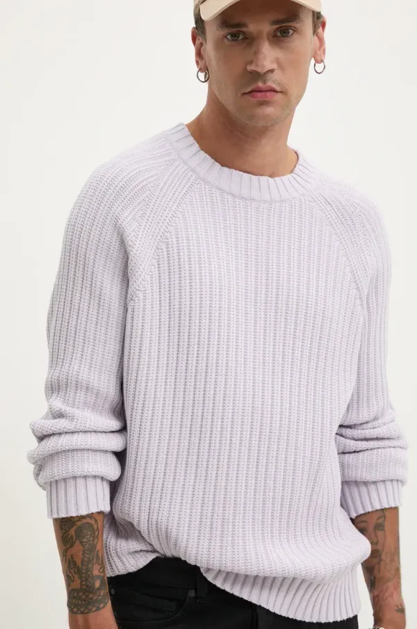 HUGO Pamučni pulover HUGO boja: ljubičasta, 50527232