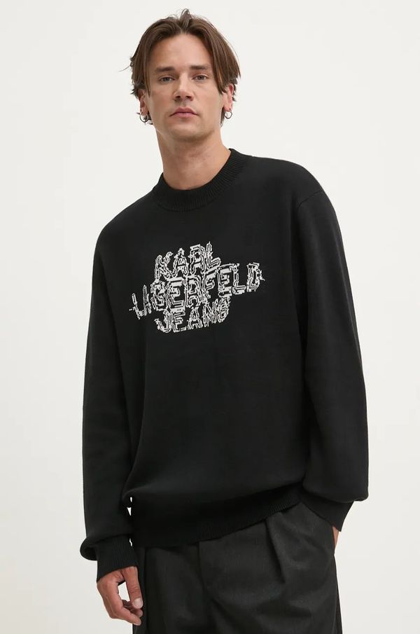 Karl Lagerfeld Jeans Pamučni pulover Karl Lagerfeld Jeans boja: crna, 246D2002