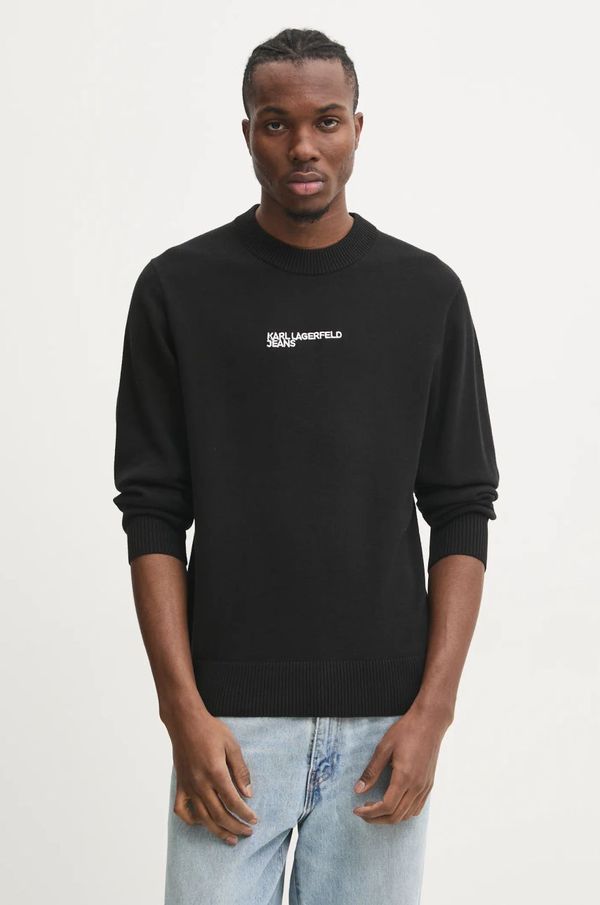 Karl Lagerfeld Jeans Pamučni pulover Karl Lagerfeld Jeans boja: crna, lagani, A1M18049