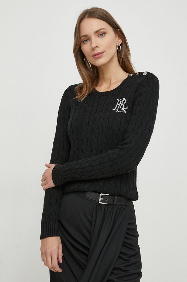 Lauren Ralph Lauren Pamučni pulover Lauren Ralph Lauren boja: crna