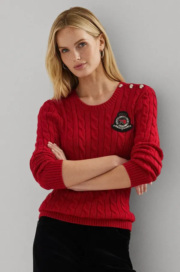 Lauren Ralph Lauren Pamučni pulover Lauren Ralph Lauren boja: crvena, 200955434