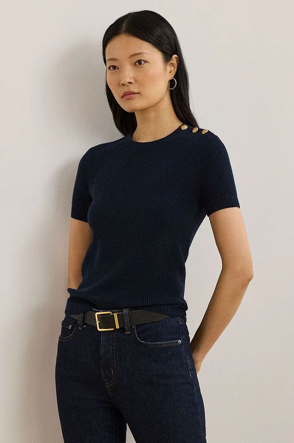 Lauren Ralph Lauren Pamučni pulover Lauren Ralph Lauren boja: tamno plava, 200957474