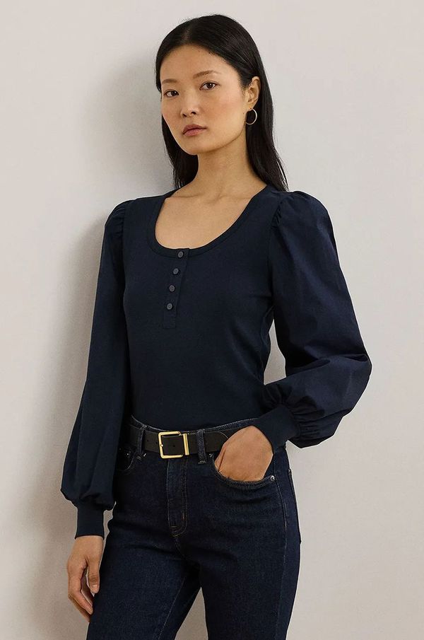 Lauren Ralph Lauren Pamučni pulover Lauren Ralph Lauren boja: tamno plava, 200957596