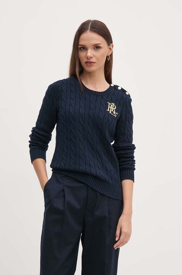 Lauren Ralph Lauren Pamučni pulover Lauren Ralph Lauren boja: tamno plava