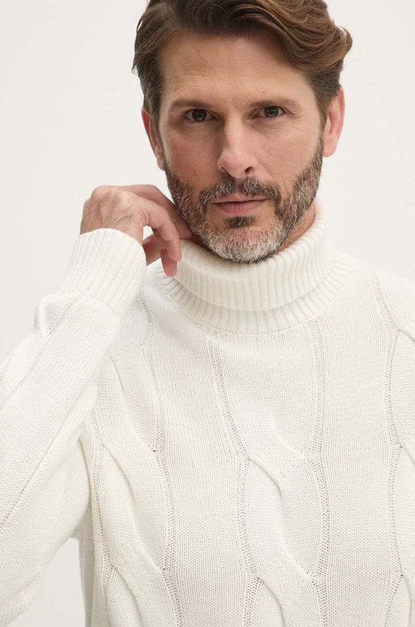 Lindbergh Pamučni pulover Lindbergh boja: bež, s dolčevitom, 30-805014