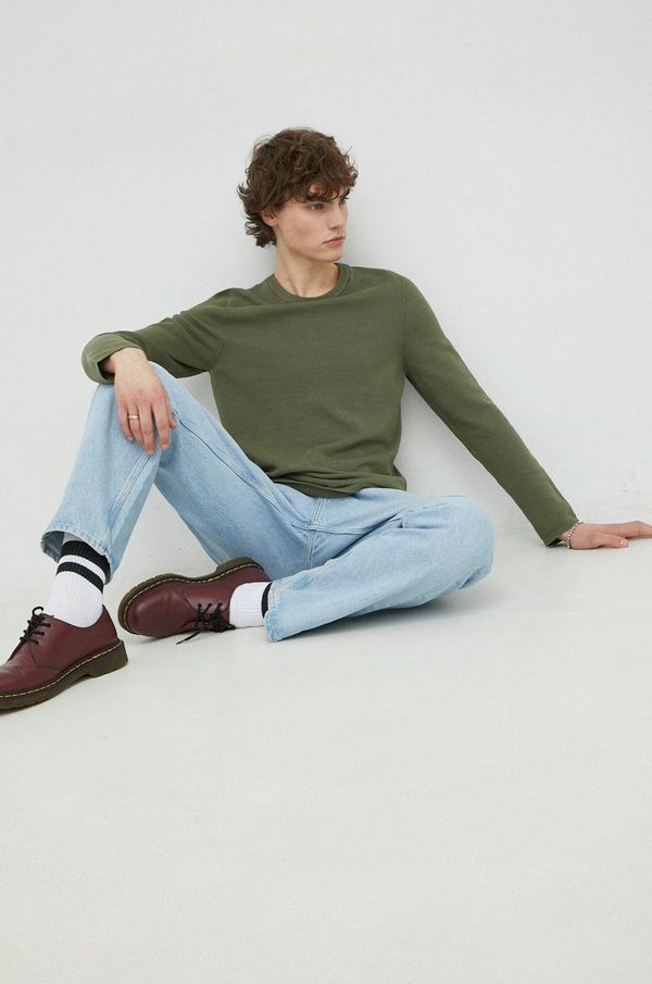 Marc O'Polo Pamučni pulover Marc O'Polo za muškarce, boja: zelena, lagani