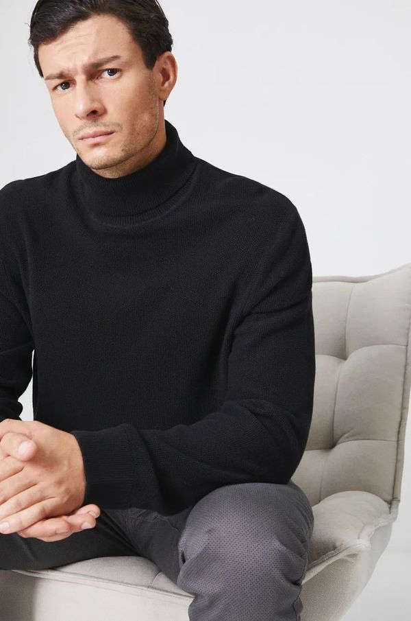 Medicine Pamučni pulover Medicine za muškarce, boja: crna, s dolčevitom