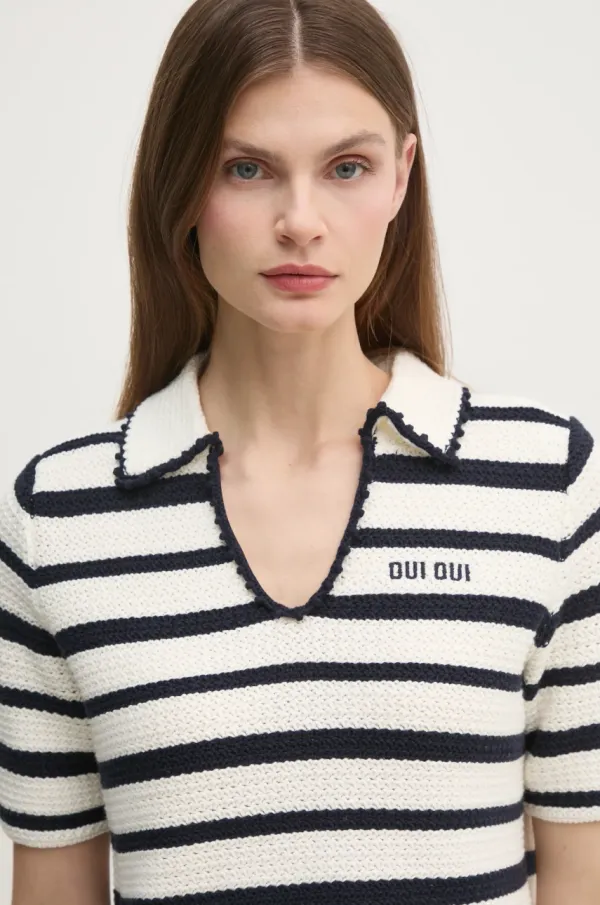 OUI Pamučni pulover OUI boja: bež, 91946