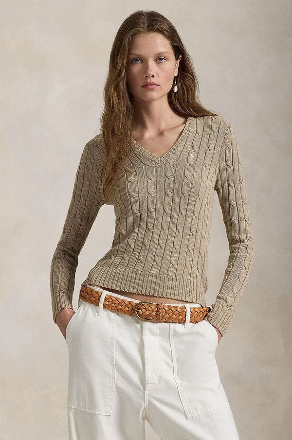 Polo Ralph Lauren Pamučni pulover Polo Ralph Lauren boja: bež, lagani, 211945652