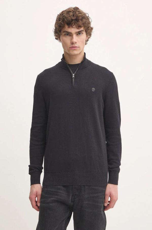 Timberland Pamučni pulover Timberland boja: crna, lagani, s poludolčevitom, TB0A2BMXX651