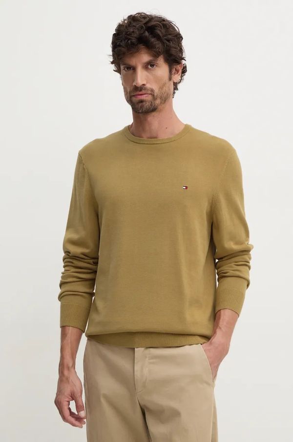 Tommy Hilfiger Pamučni pulover Tommy Hilfiger boja: bež, lagani, MW0MW14748