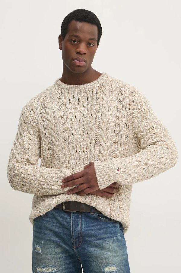 Tommy Hilfiger Pamučni pulover Tommy Hilfiger boja: bež, topli, MW0MW37407