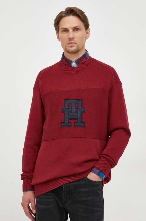 Tommy Hilfiger Pamučni pulover Tommy Hilfiger boja: bordo, lagani