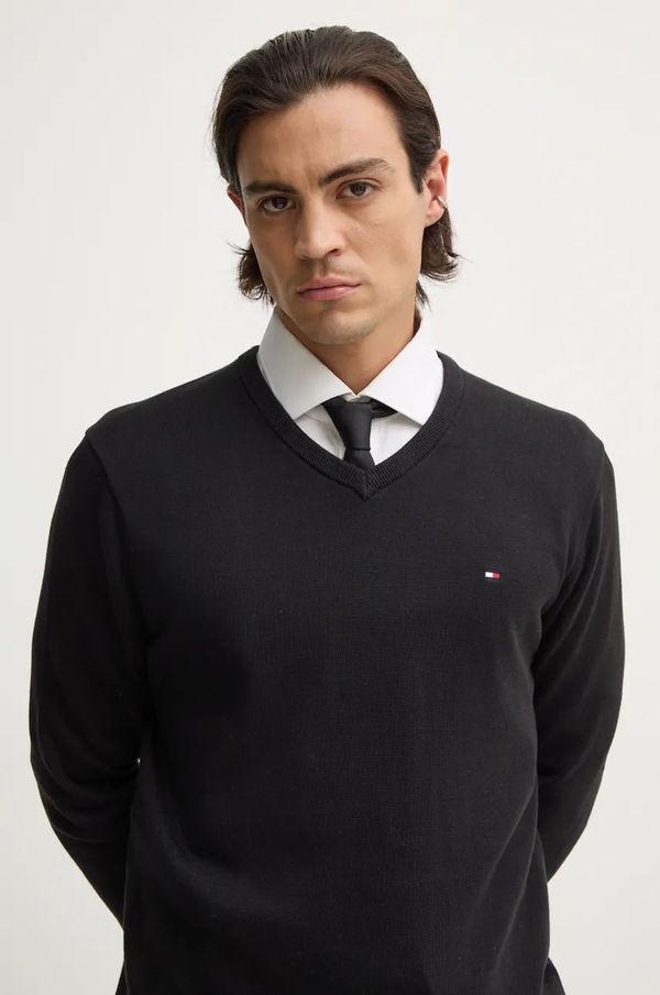 Tommy Hilfiger Pamučni pulover Tommy Hilfiger boja: crna, lagani, MW0MW14745