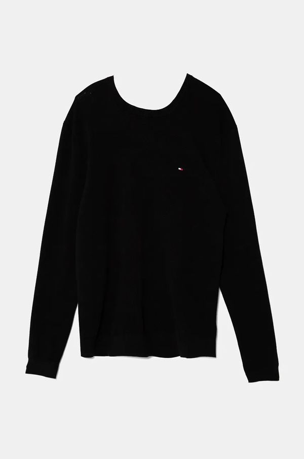 Tommy Hilfiger Pamučni pulover Tommy Hilfiger boja: crna, lagani, MW0MW36347