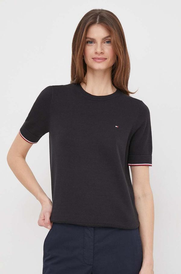 Tommy Hilfiger Pamučni pulover Tommy Hilfiger boja: crna
