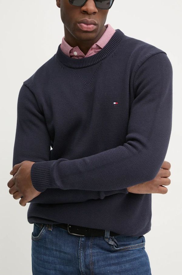 Tommy Hilfiger Pamučni pulover Tommy Hilfiger boja: tamno plava, MW0MW37397
