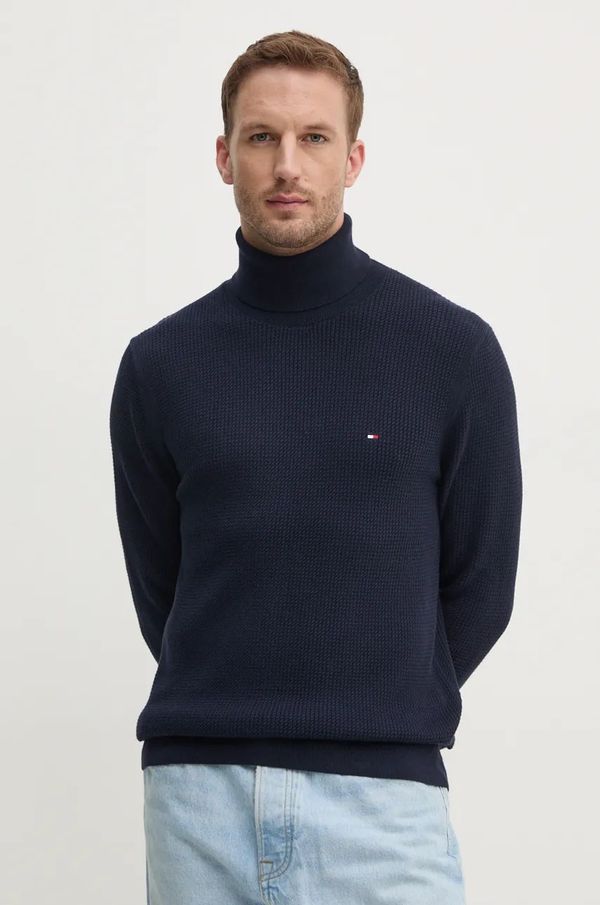 Tommy Hilfiger Pamučni pulover Tommy Hilfiger boja: tamno plava, s dolčevitom, MW0MW36526