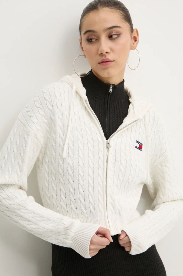 Tommy Jeans Pamučni pulover Tommy Jeans boja: bež, DW0DW19334