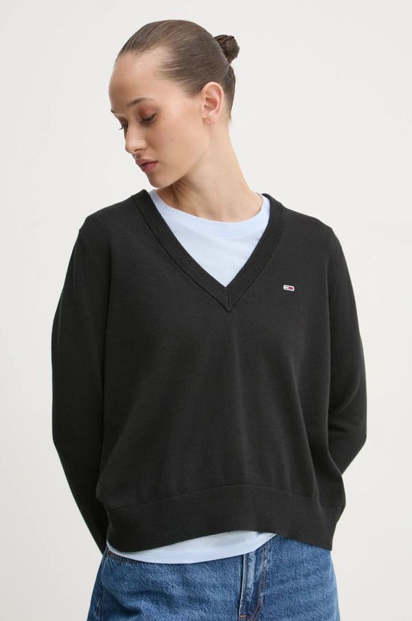 Tommy Jeans Pamučni pulover Tommy Jeans boja: crna, lagani, DW0DW19888
