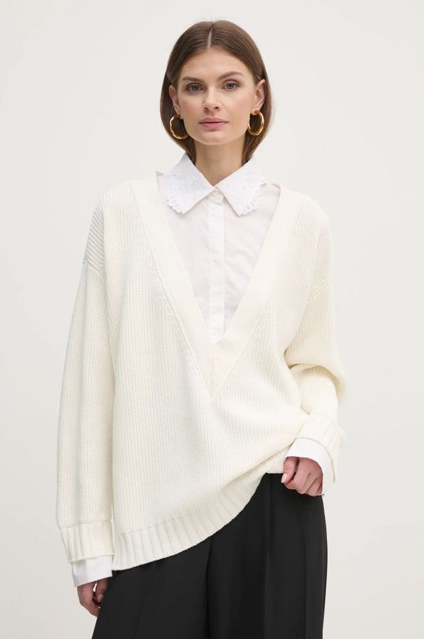 Twinset Pamučni pulover Twinset boja: bež, 251TP3390