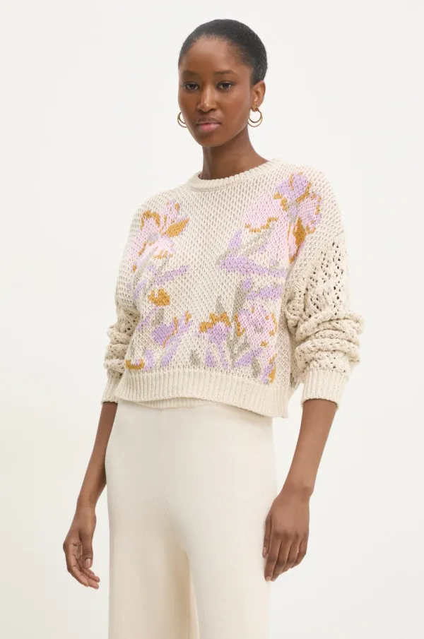 Twinset Pamučni pulover Twinset boja: bež, 251TP3611