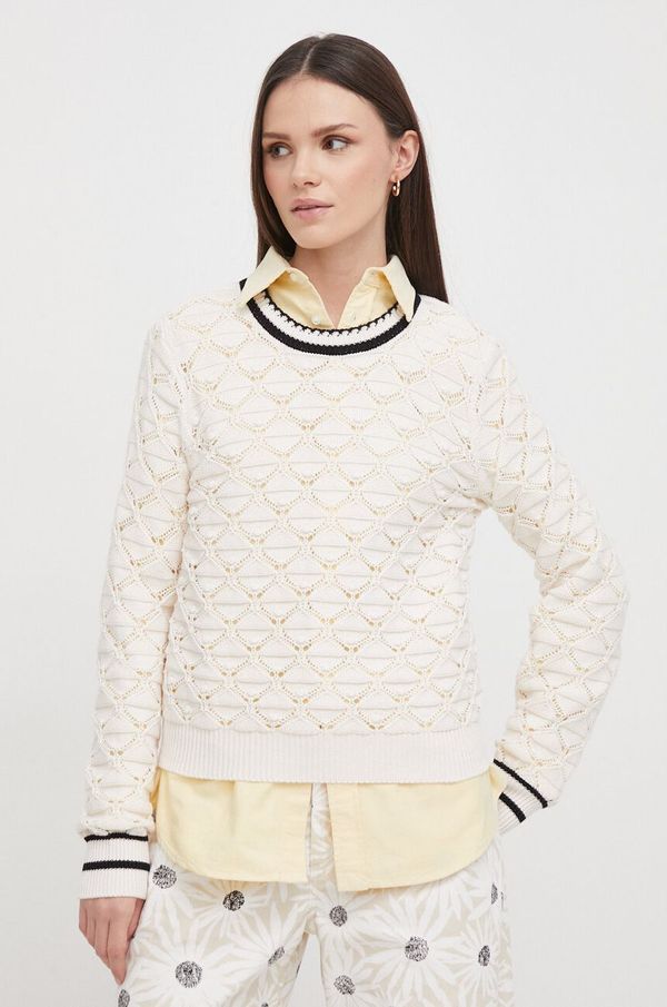 United Colors of Benetton Pamučni pulover United Colors of Benetton boja: bež