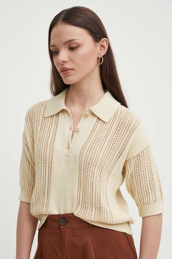 United Colors of Benetton Pamučni pulover United Colors of Benetton boja: bež, lagani