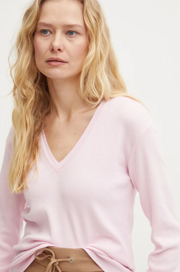 United Colors of Benetton Pamučni pulover United Colors of Benetton boja: ružičasta, lagani, 1091D4625