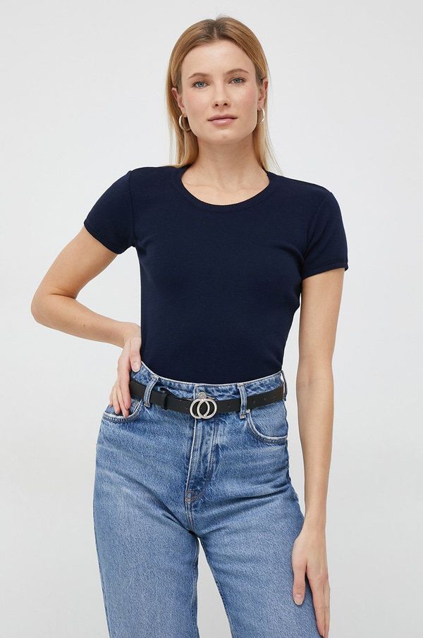 United Colors of Benetton Pamučni pulover United Colors of Benetton boja: tamno plava