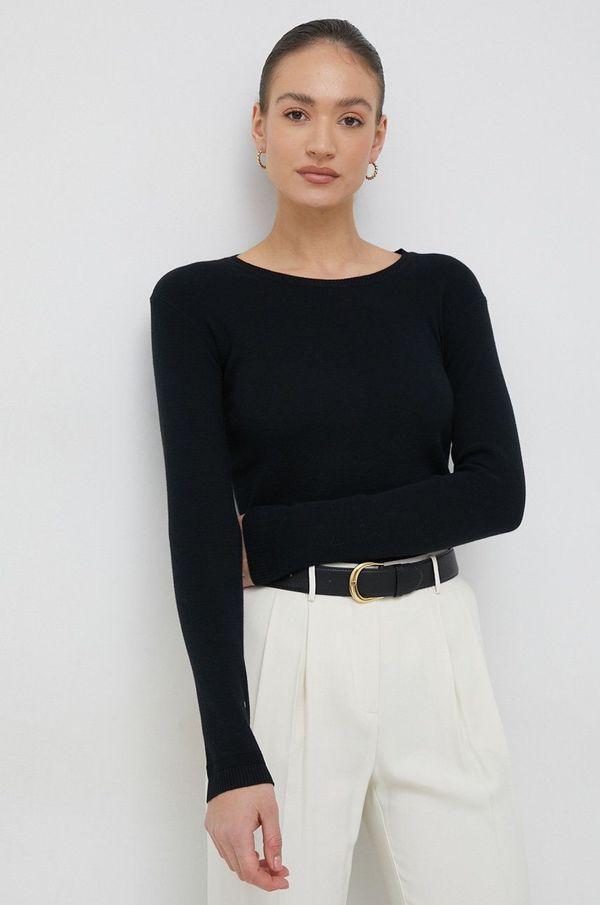 United Colors of Benetton Pamučni pulover United Colors of Benetton za žene, boja: crna, lagani