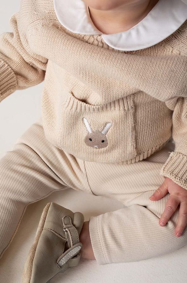 Donsje Pamučni pulover za bebe Donsje Loeke Sweater Bunny boja: bež, 3026001