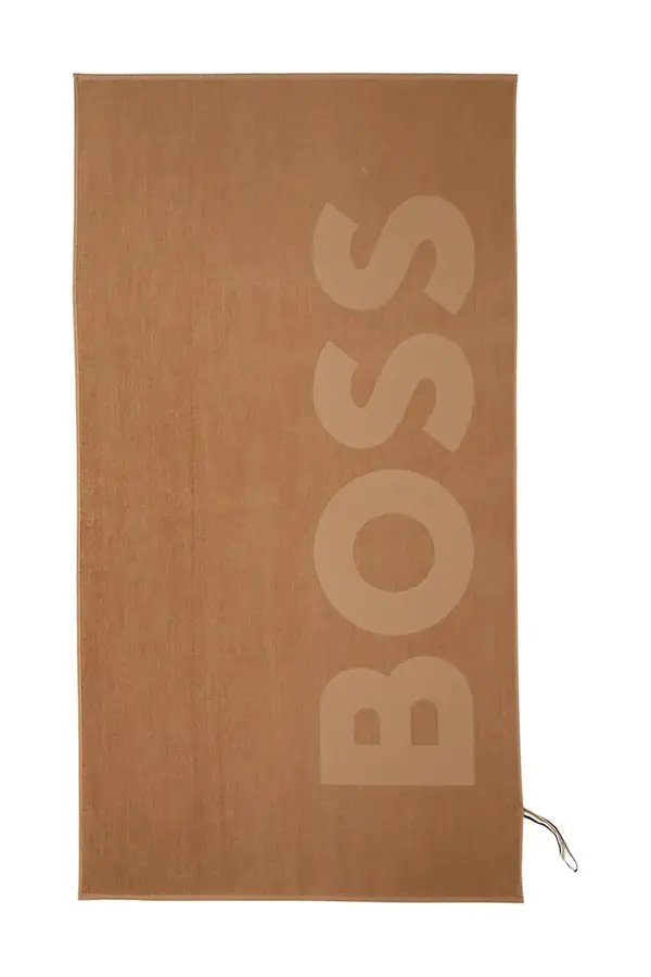 Boss Pamučni ručnik za plažu BOSS ZUMA Camel 100 x 180 cm