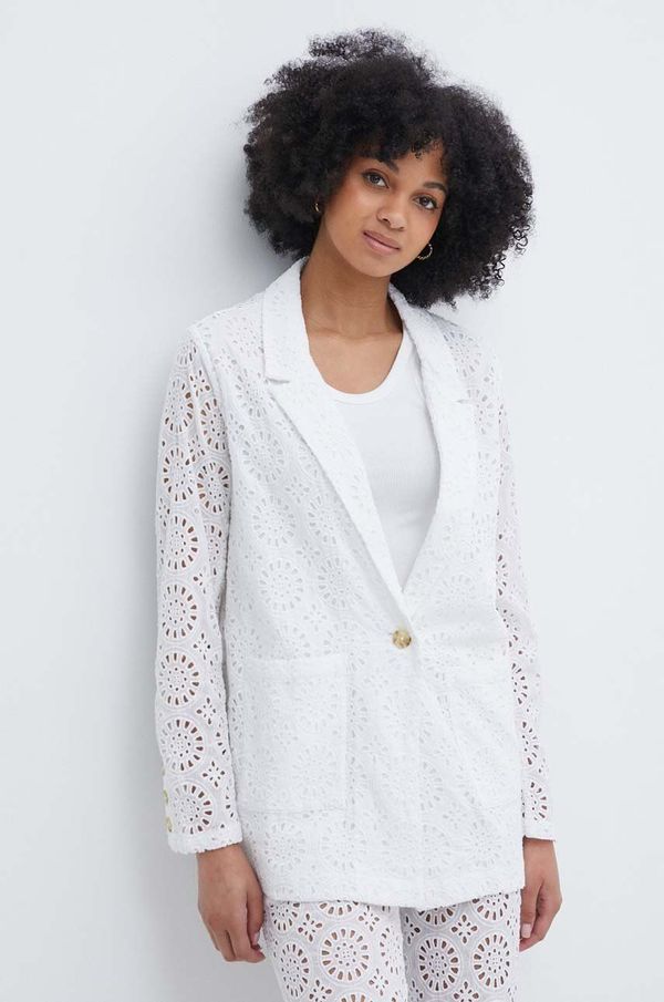 Pepe Jeans Pamučni sako Pepe Jeans MARISA boja: bež, jednoredno zakopčavanje, bez uzorka, PL402376