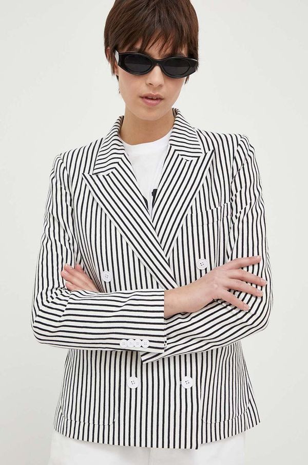 Polo Ralph Lauren Pamučni sako Polo Ralph Lauren boja: bijela, dvoredno zakopčavanje, s uzorkom