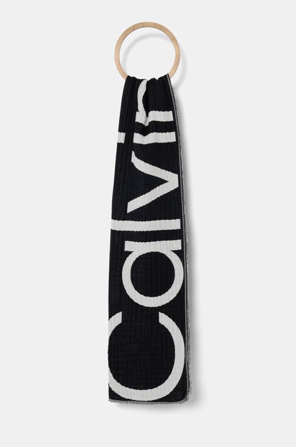 Calvin Klein Pamučni šal Calvin Klein boja: crna, s uzorkom, K60K612879